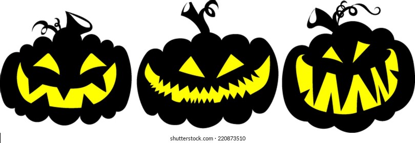 Halloween Pumpkins - Jack-o'-lanterns - Vector Image