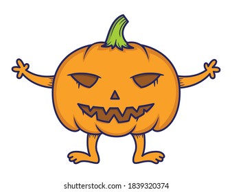 Halloween Pumpkins Monster. Pumpkins character for Halloween in October
