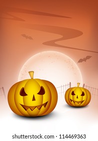Calabazas de Halloween en la noche de la luna. EPS 10.