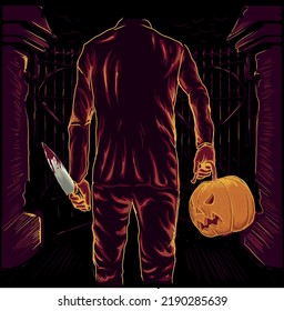 Halloween pumpkins mystical Vector illustration