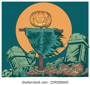 Halloween pumpkins mystical Vector illustration