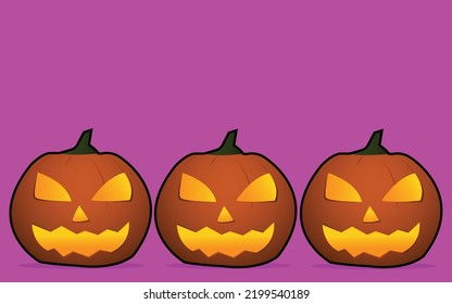 halloween pumpkins on lilac background, halloween poster, card
