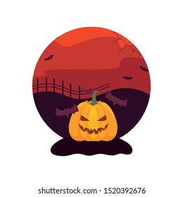 halloween pumpkins on halloween scene