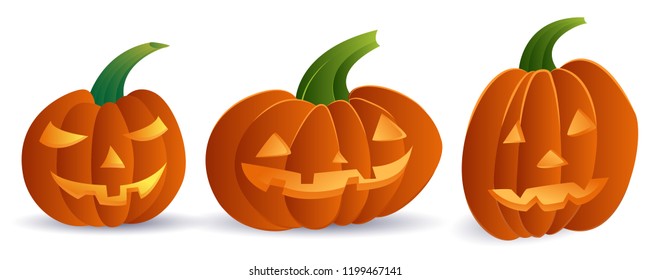 halloween pumpkins on white background