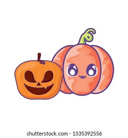 halloween pumpkins on white background vector illustration design