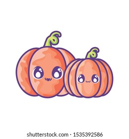 halloween pumpkins on white background vector illustration design