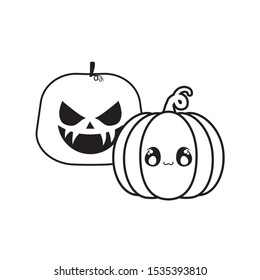 halloween pumpkins on white background vector illustration design