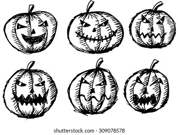 Halloween pumpkins on white background