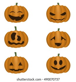 Halloween pumpkins on the white background