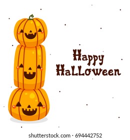 Halloween pumpkins on white background with text, vector, illustration, card, invitation, design.