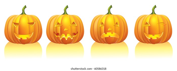 Halloween pumpkins on white.Vector
