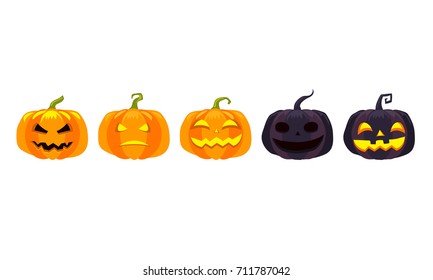 Halloween Pumpkins. Place for text. Pumpkins on a white background