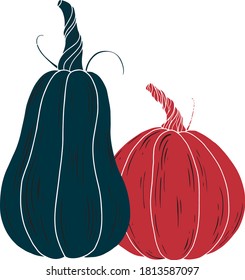 Calabazas de Halloween rojas y azules