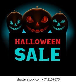 Halloween pumpkins sale message on dark background. Business communication dialog or quote template collection sign.