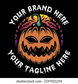 Halloween Pumpkins With Scary Faces Illustration 5