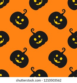 Halloween pumpkins seamless orange pattern. Vector illustration