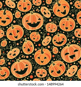 Halloween pumpkins seamless pattern background