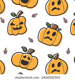 Halloween pumpkins seamless pattern background Vector illustration