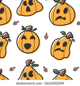 Halloween pumpkins seamless pattern background Vector illustration
