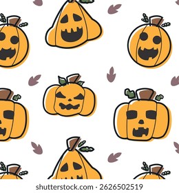 Halloween pumpkins seamless pattern background Vector illustration