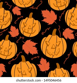Halloween pumpkins in a seamless pattern design,  perfect to use on the web or in print, for surface design