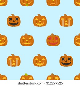 Halloween pumpkins seamless pattern. Nine variations of pumpkins. eps10