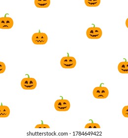 Halloween pumpkins seamless pattern vector illustration background. Cartoon autumn holiday concept.