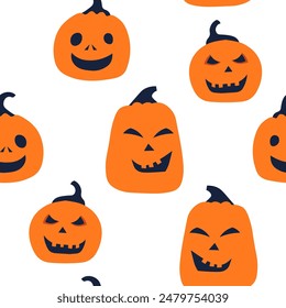 Halloween Pumpkins Seamless Pattern Vector