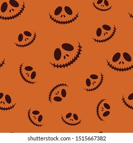 Halloween pumpkins seamless repeat pattern.Scary smile seamless repeat pattern.