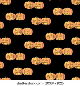 Halloween Pumpkins Seamless Vector Pattern.