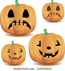 Halloween pumpkins set 1, vector illustration
