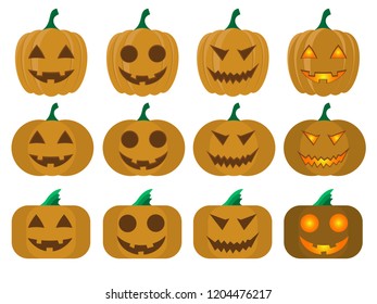 Halloween pumpkins set