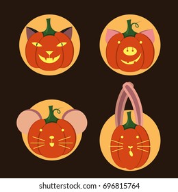 Halloween pumpkins set.
