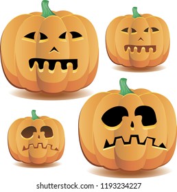 Halloween pumpkins set 3, vector illustration

