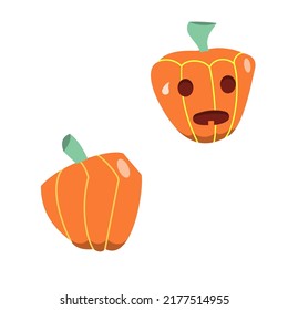 halloween pumpkins set characters, comic pumpkins monster stickers pack	