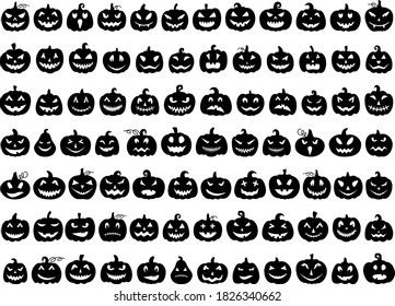 Halloween pumpkins set, Collection of halloween scary pumpkins