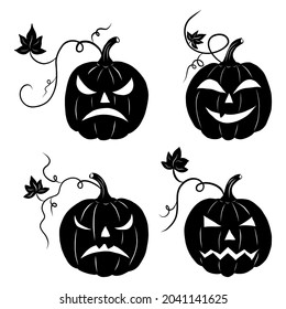 Halloween pumpkins set. Flat icons. Vector illustration.