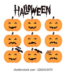 halloween pumpkins set vector design element