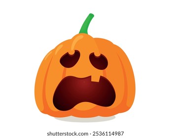 Calabazas de Halloween set diseño de Vector. Calabaza naranja de Halloween con caras divertidas para la temporada navideña truco espeluznante o colección aislada en fondo blanco.