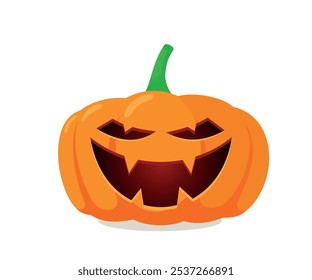 Calabazas de Halloween set diseño de Vector. Calabaza naranja de Halloween con caras divertidas para la temporada navideña truco espeluznante o colección aislada en fondo blanco.