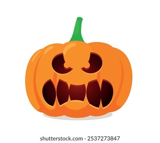 Calabazas de Halloween set diseño de Vector. Calabaza naranja de Halloween con caras divertidas para la temporada navideña truco espeluznante o colección aislada en fondo blanco.