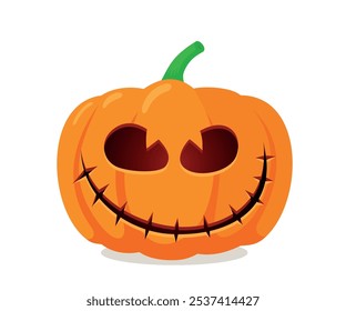 Calabazas de Halloween set diseño de Vector. Calabaza naranja de Halloween con caras divertidas para la temporada navideña truco espeluznante o colección aislada en fondo blanco.