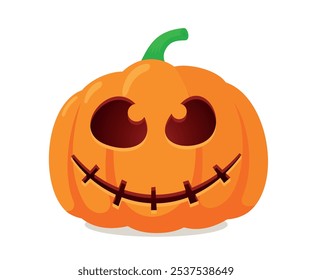 Calabazas de Halloween set diseño de Vector. Calabaza naranja de Halloween con caras divertidas para la temporada navideña truco espeluznante o colección aislada en fondo blanco.