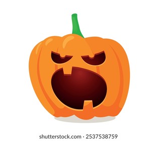 Calabazas de Halloween set diseño de Vector. Calabaza naranja de Halloween con caras divertidas para la temporada navideña truco espeluznante o colección aislada en fondo blanco.