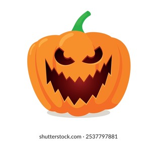 Calabazas de Halloween set diseño de Vector. Calabaza naranja de Halloween con caras divertidas para la temporada navideña truco espeluznante o colección aislada en fondo blanco.