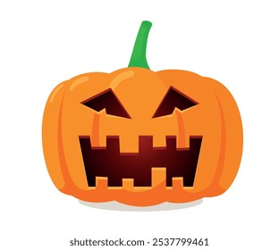 Calabazas de Halloween set diseño de Vector. Calabaza naranja de Halloween con caras divertidas para la temporada navideña truco espeluznante o colección aislada en fondo blanco.