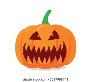 Calabazas de Halloween set diseño de Vector. Calabaza naranja de Halloween con caras divertidas para la temporada navideña truco espeluznante o colección aislada en fondo blanco.