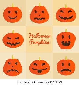 Halloween pumpkins set. Vector icons.