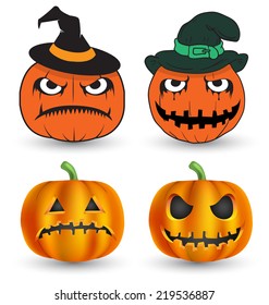 Halloween pumpkins set. Vector illustration. Can use for printing and web element.