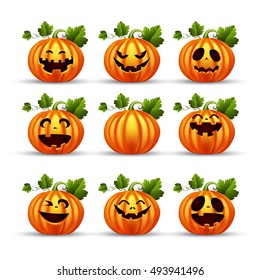 Halloween pumpkins set .Vector illustration
